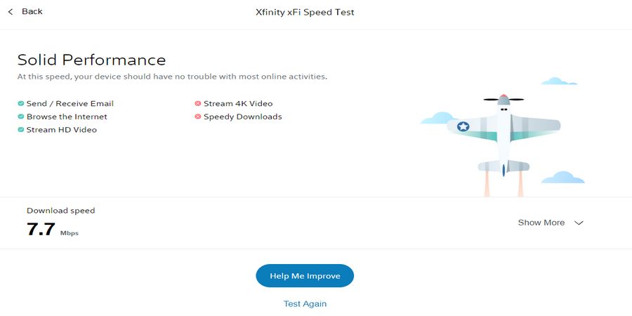 Mengecek kecepatan internet dengan Xfinity