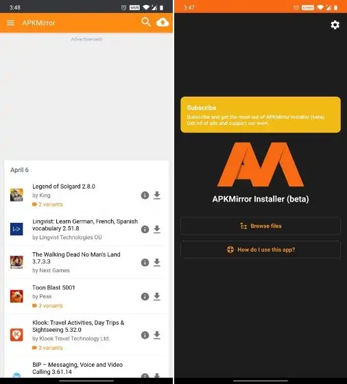 APKMirror - Aplikasi Pengganti Google Play Store