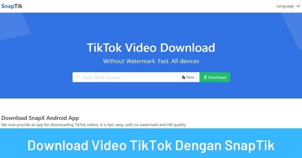 Download Video TikTok Dengan SnapTik